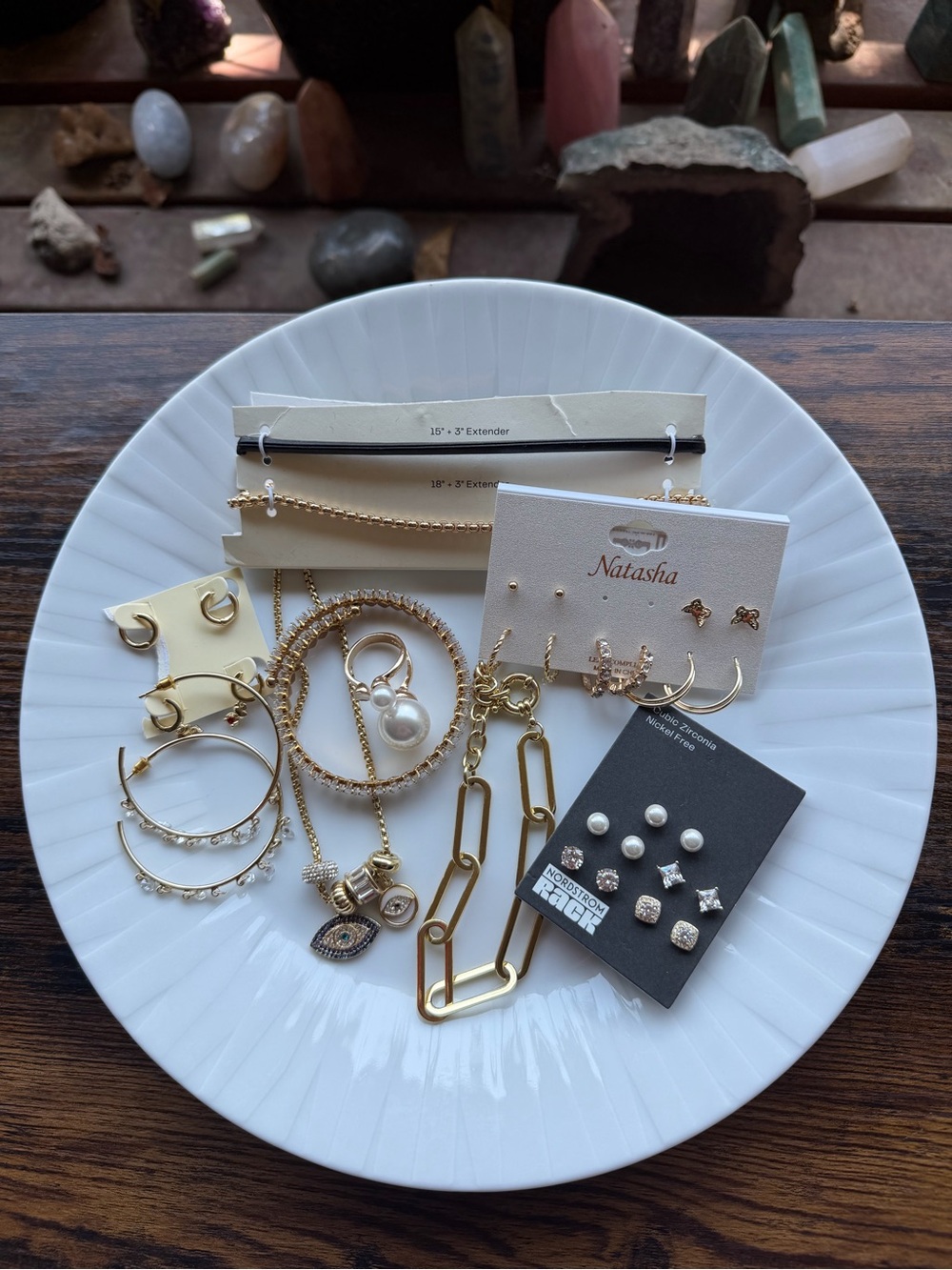 Gold Jewelry Bundle Necklace/Earrings/Bracelets/Ring - Picture 4 of 4